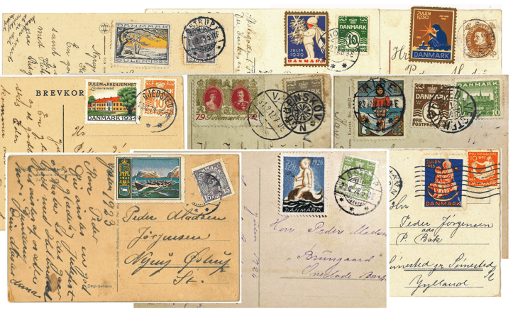 Christmas cards with stamps and Christmas seals2