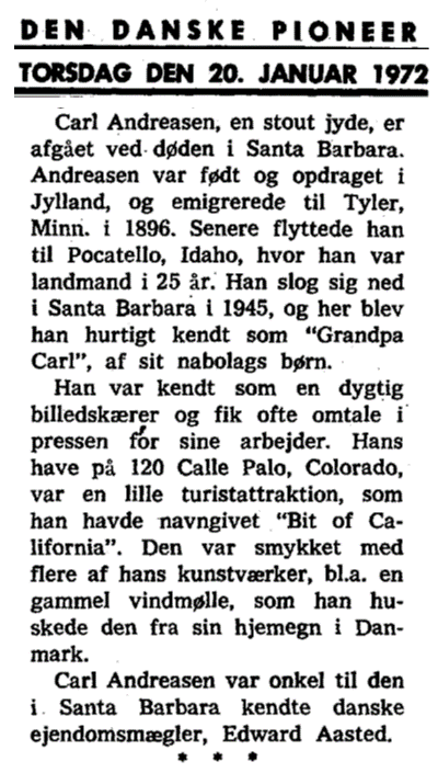 Carl Andreasen Nekrolog 1972