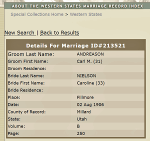 Carl Marinus Andreasen marrige