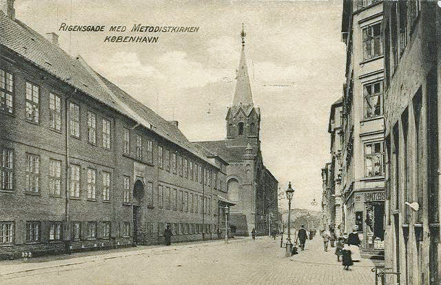 Rigensgade-Postkort-med-Metodistkirken-afsendt-i-1914