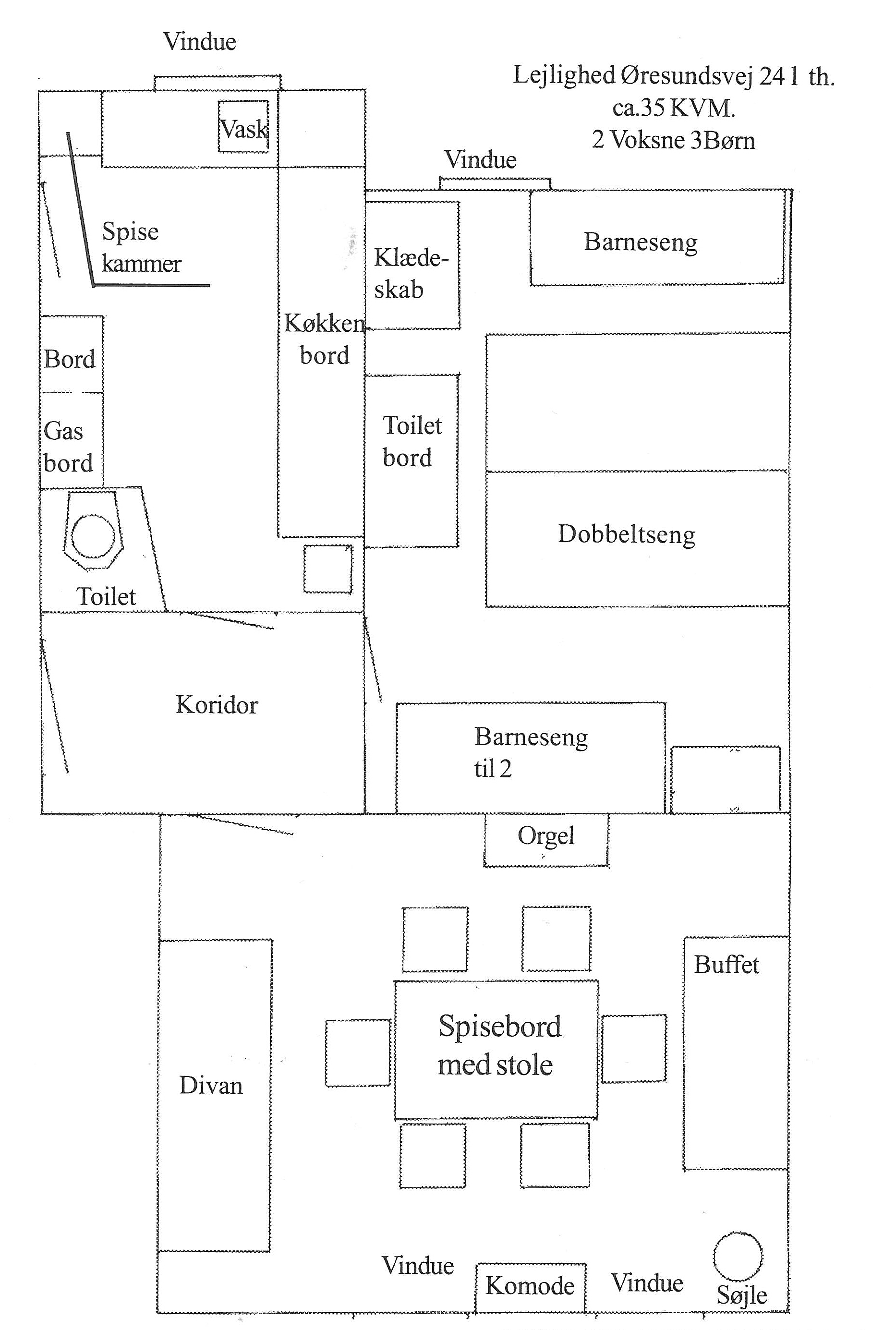 Tegning over Lejligheden Øresundsvej 24